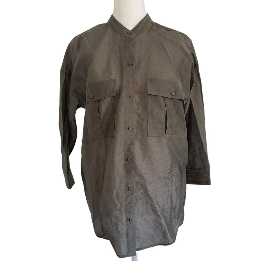 Joie dark gray button down long sleeve top size S